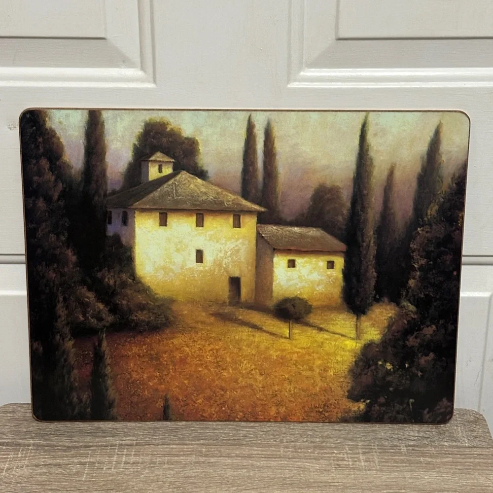Vintage Homestead Pimpernel Cork Backed Placemats Made In England Set of 4 House